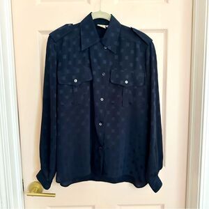 Dark blue lightweight Liz Claiborne button up